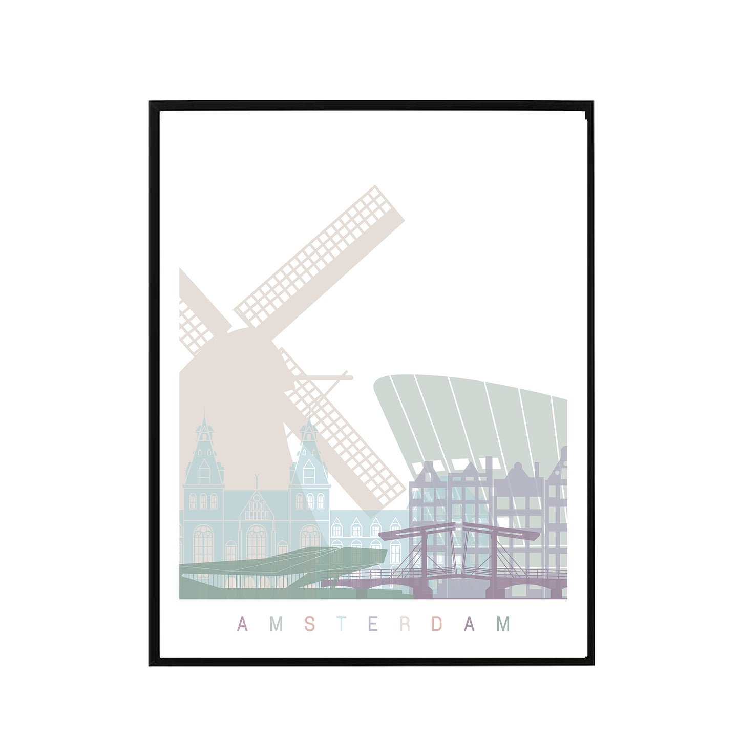 Amsterdam skyline Poster Pastel