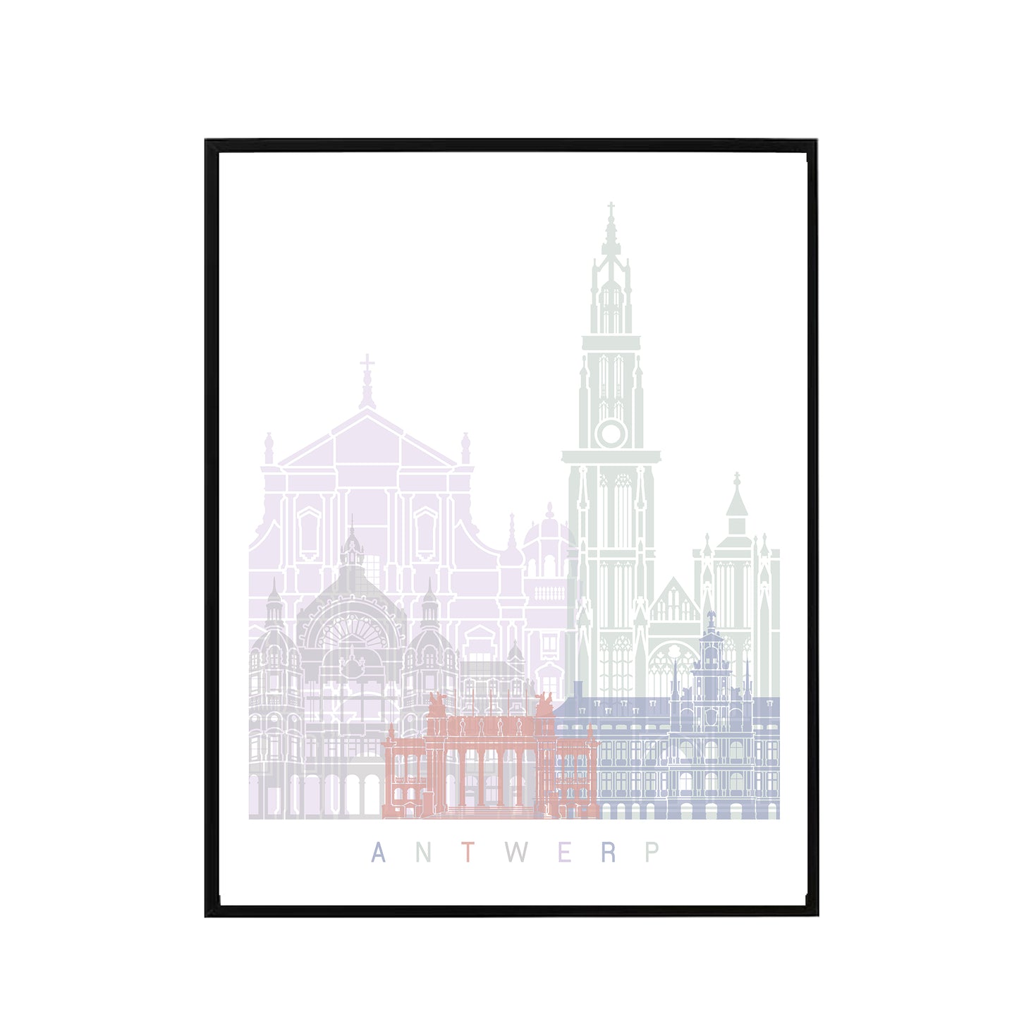 Antwerp skyline Poster Pastel