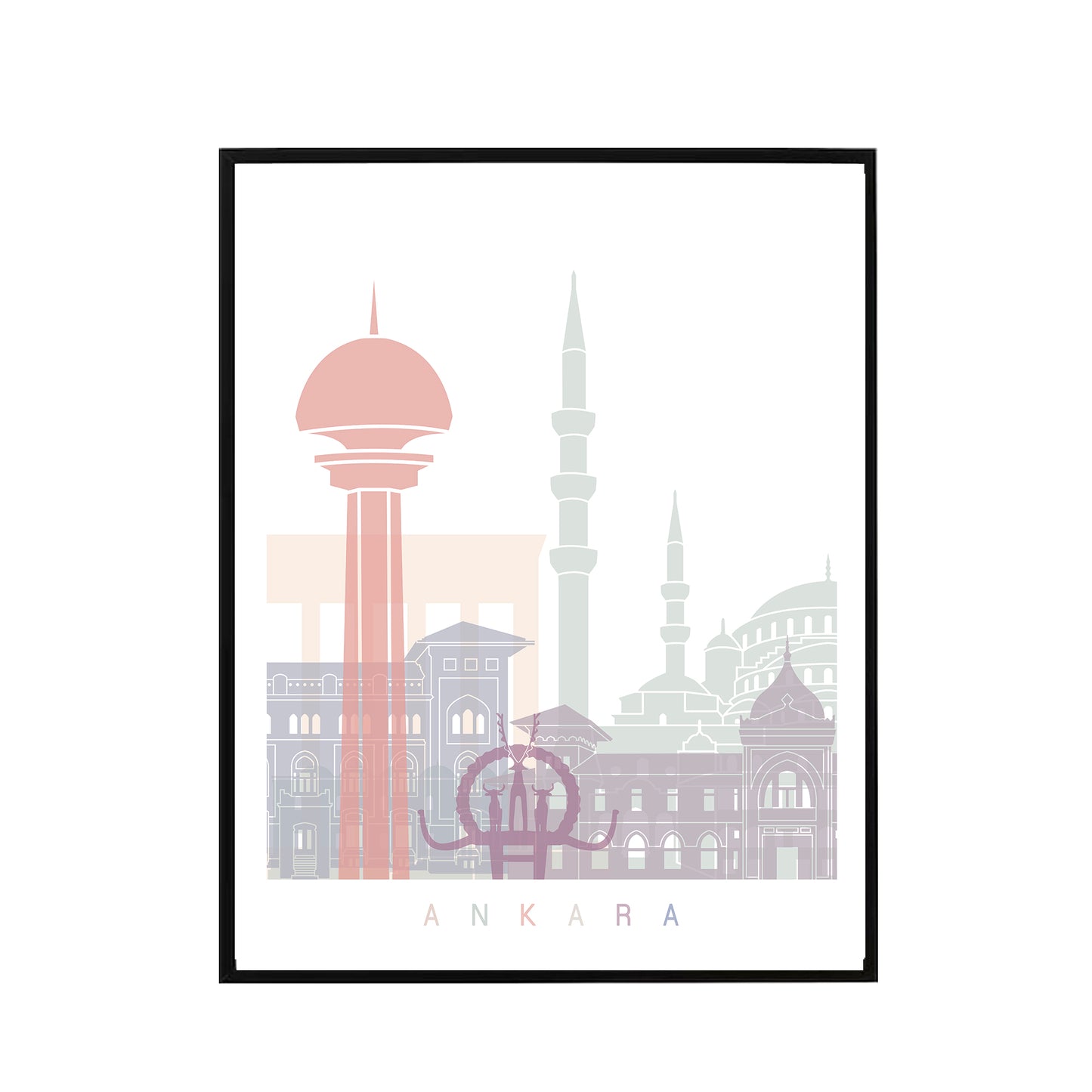 Ankara skyline Poster Pastel