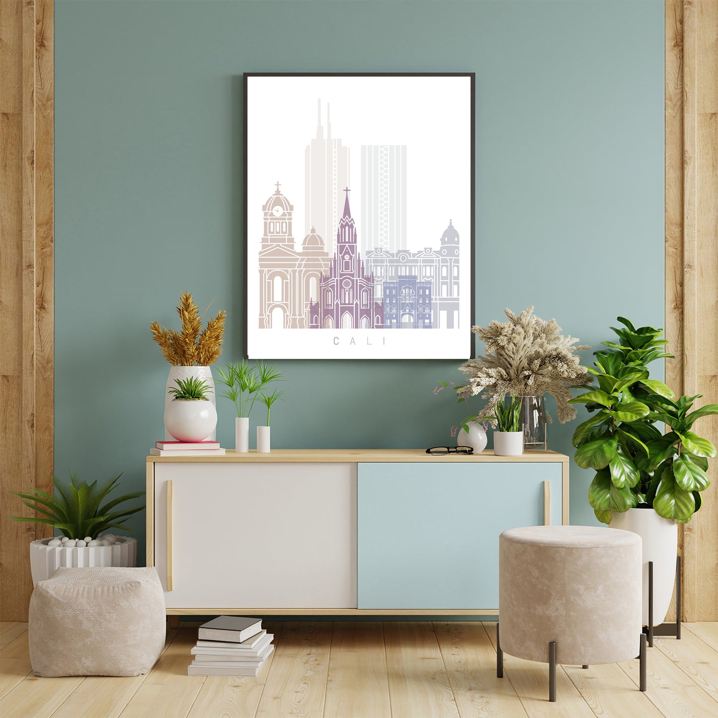 Cali skyline Poster Pastel