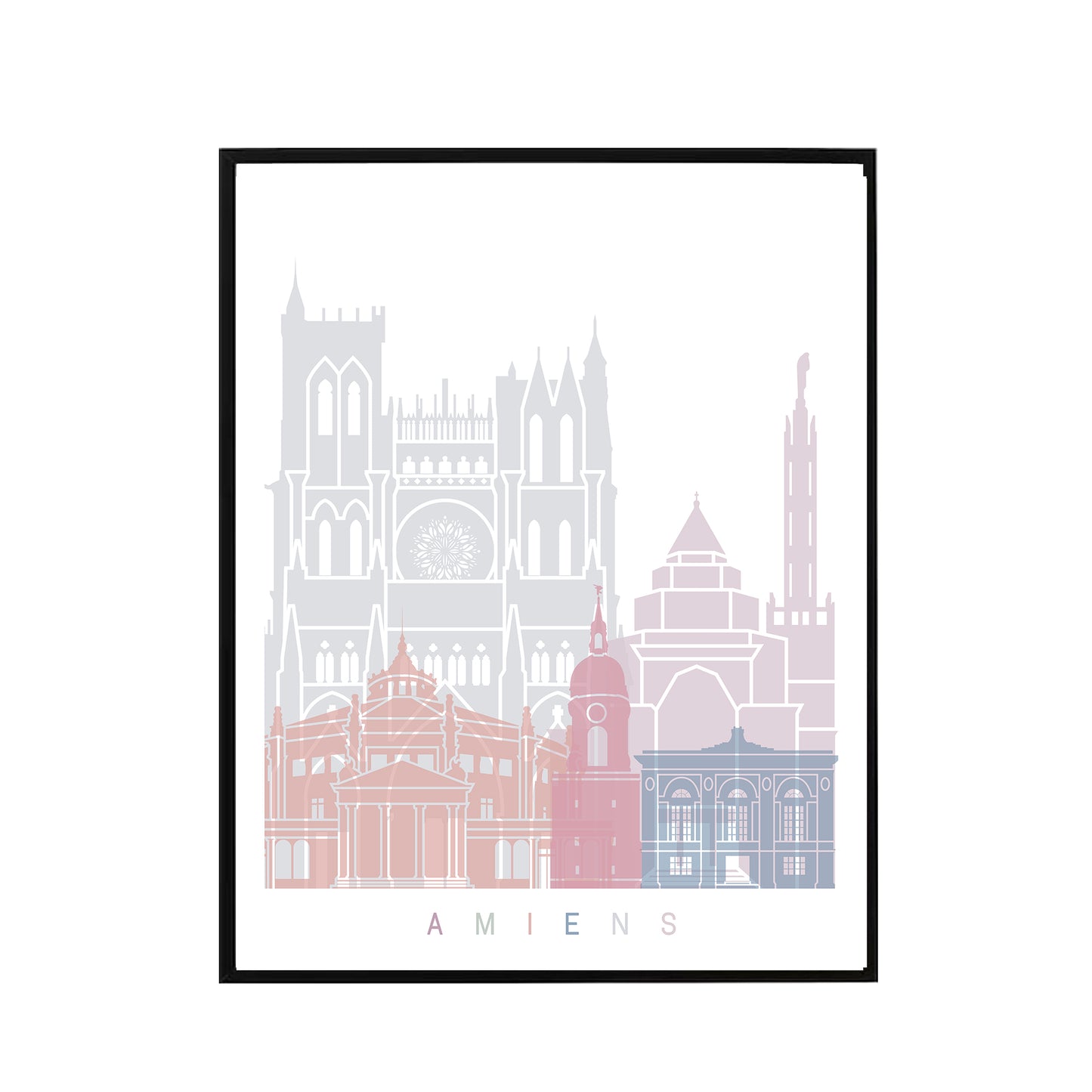 Amiens skyline Poster Pastel