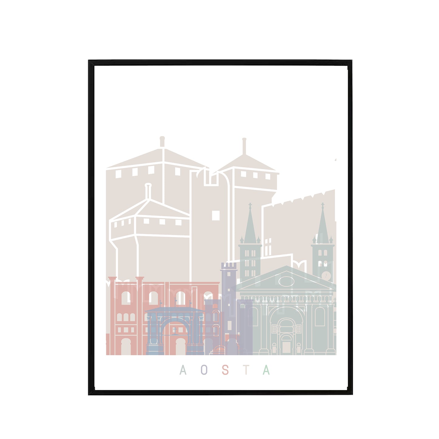 Aosta skyline Poster Pastel