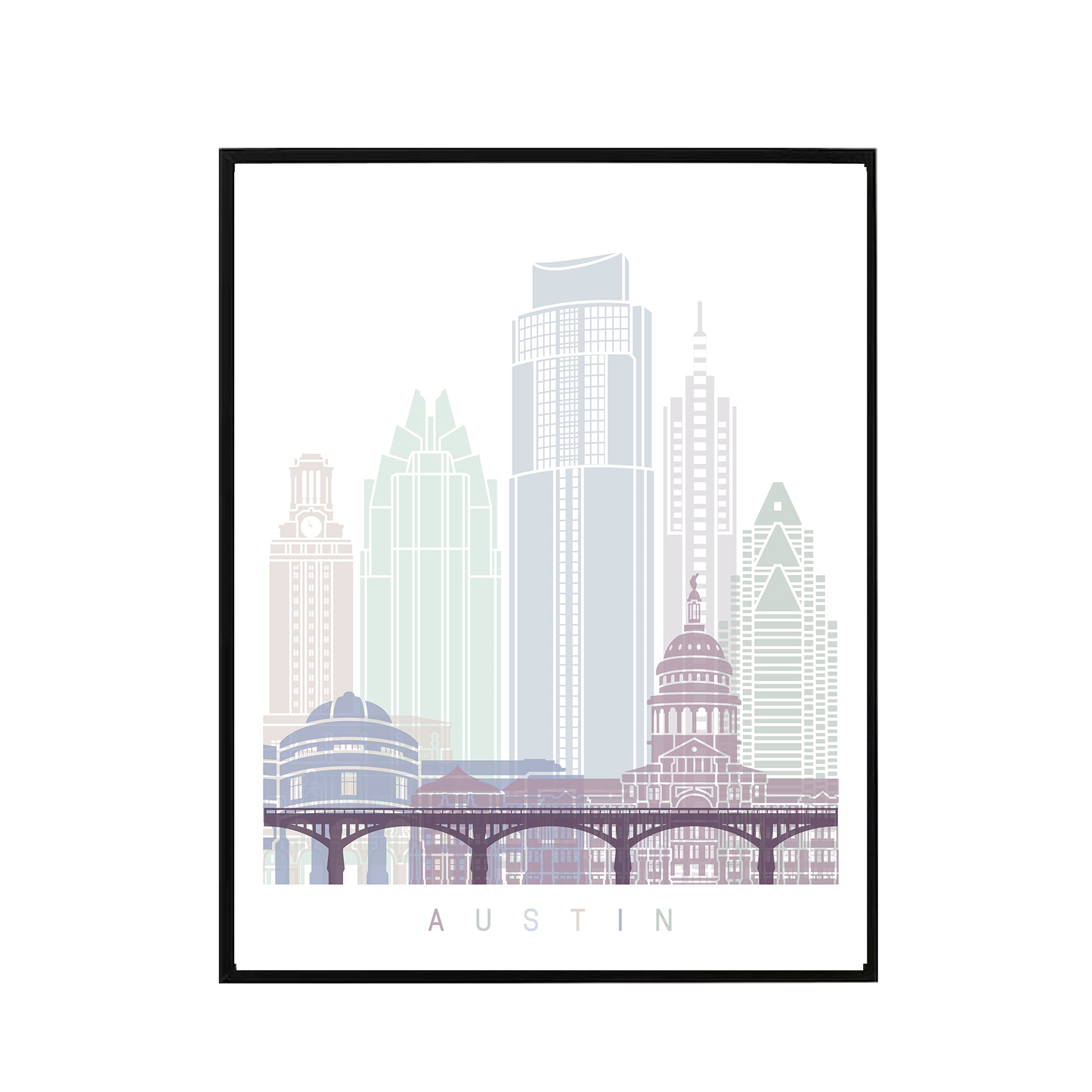 Austin skyline Poster Pastel