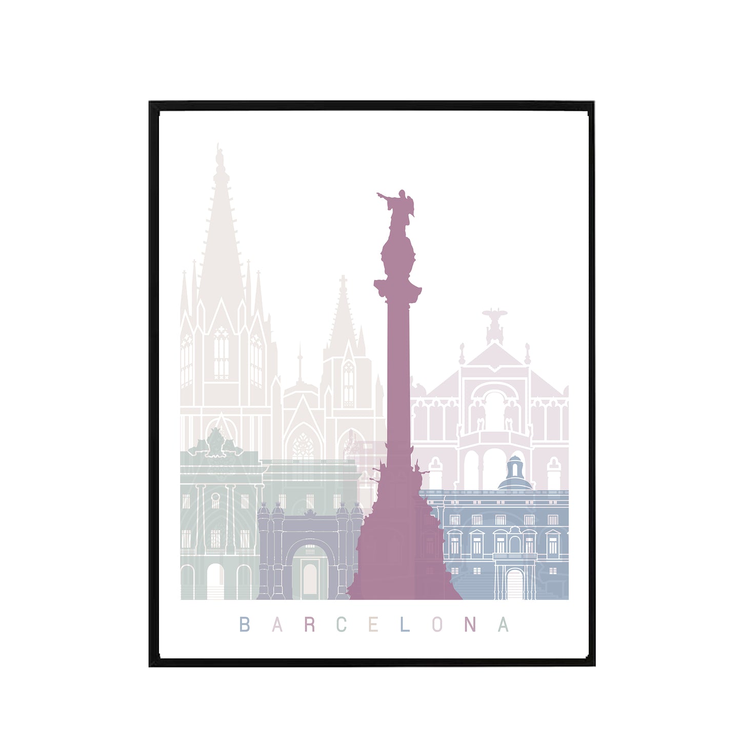 Barcelona skyline Poster Pastel