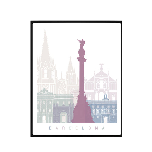 Barcelona skyline Poster Pastel