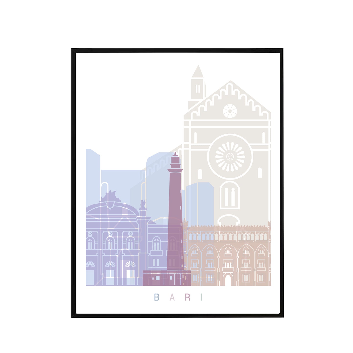 Bari skyline Poster Pastel