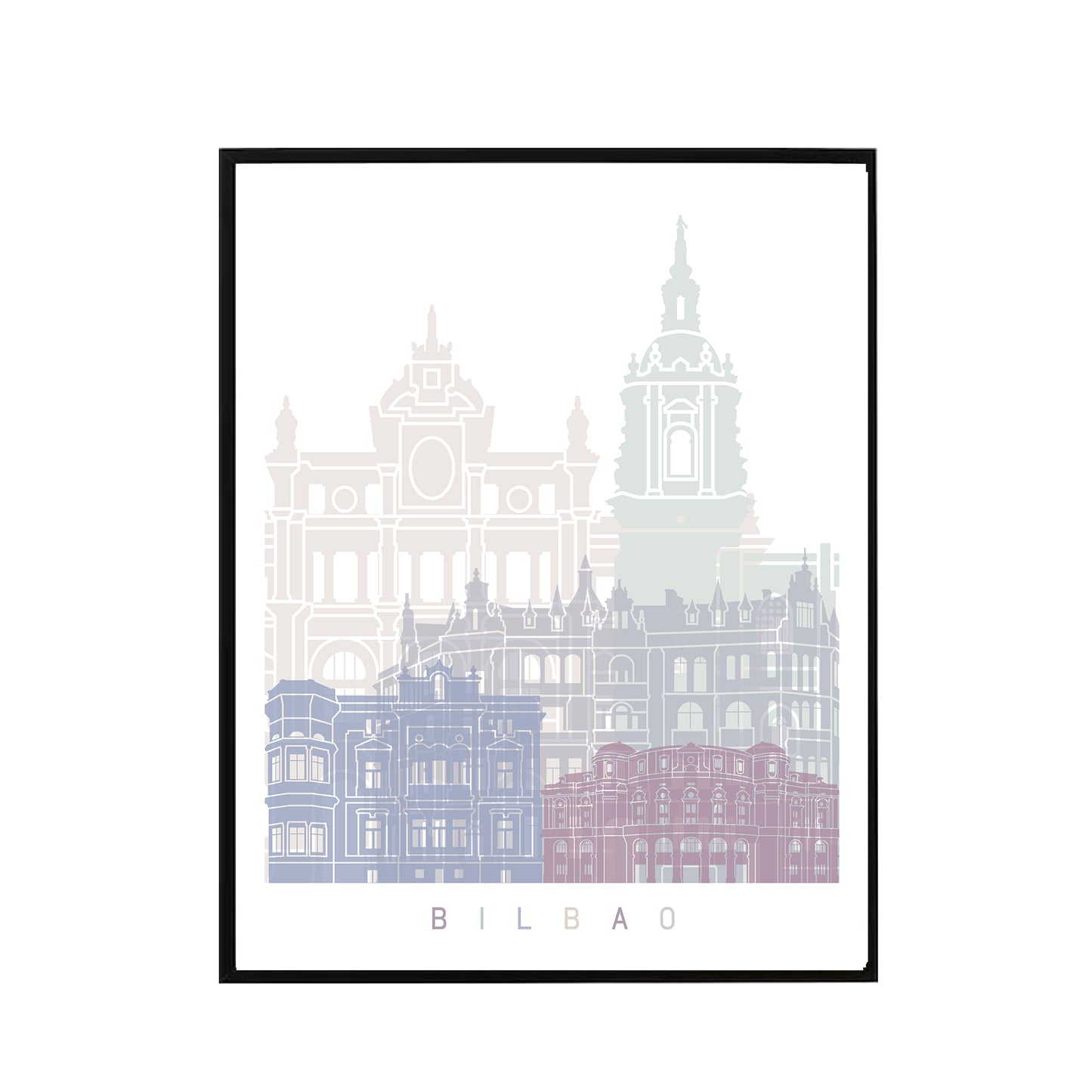 Bilbao skyline Poster Pastel