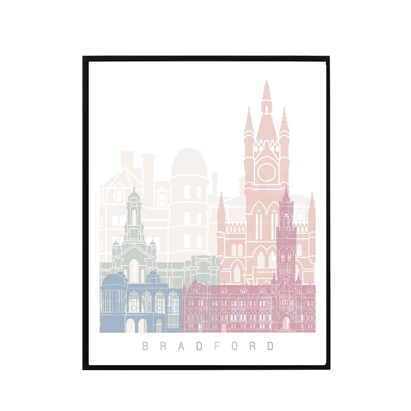 Bradford skyline Poster Pastel