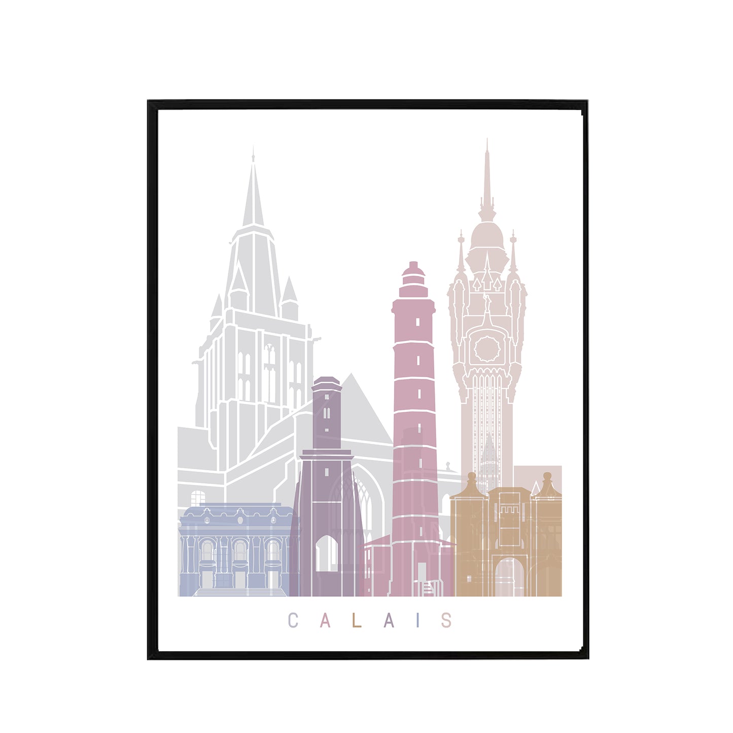 Calais skyline Poster Pastel