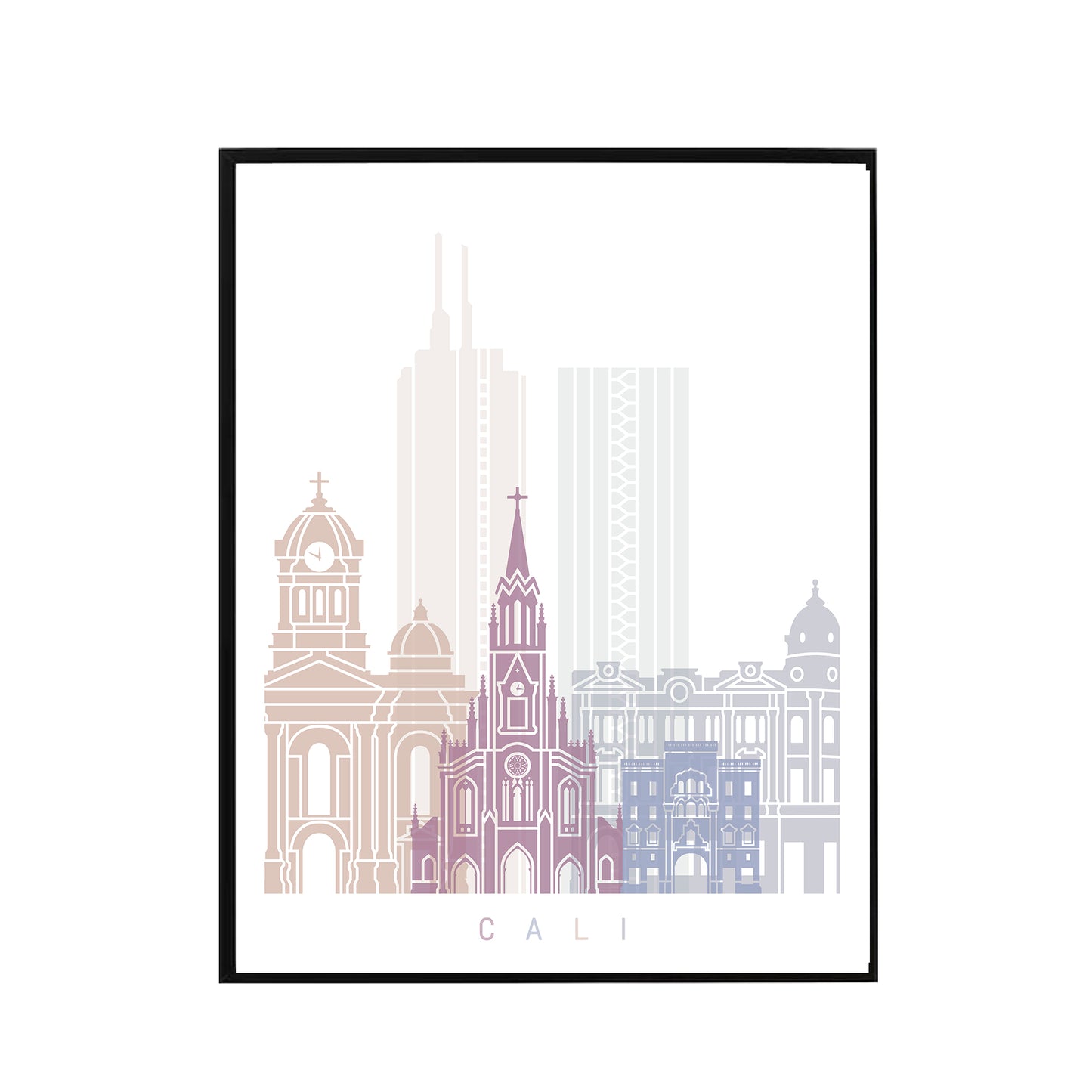 Cali skyline Poster Pastel