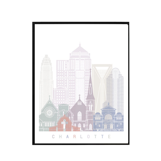 Charlotte skyline Poster Pastel