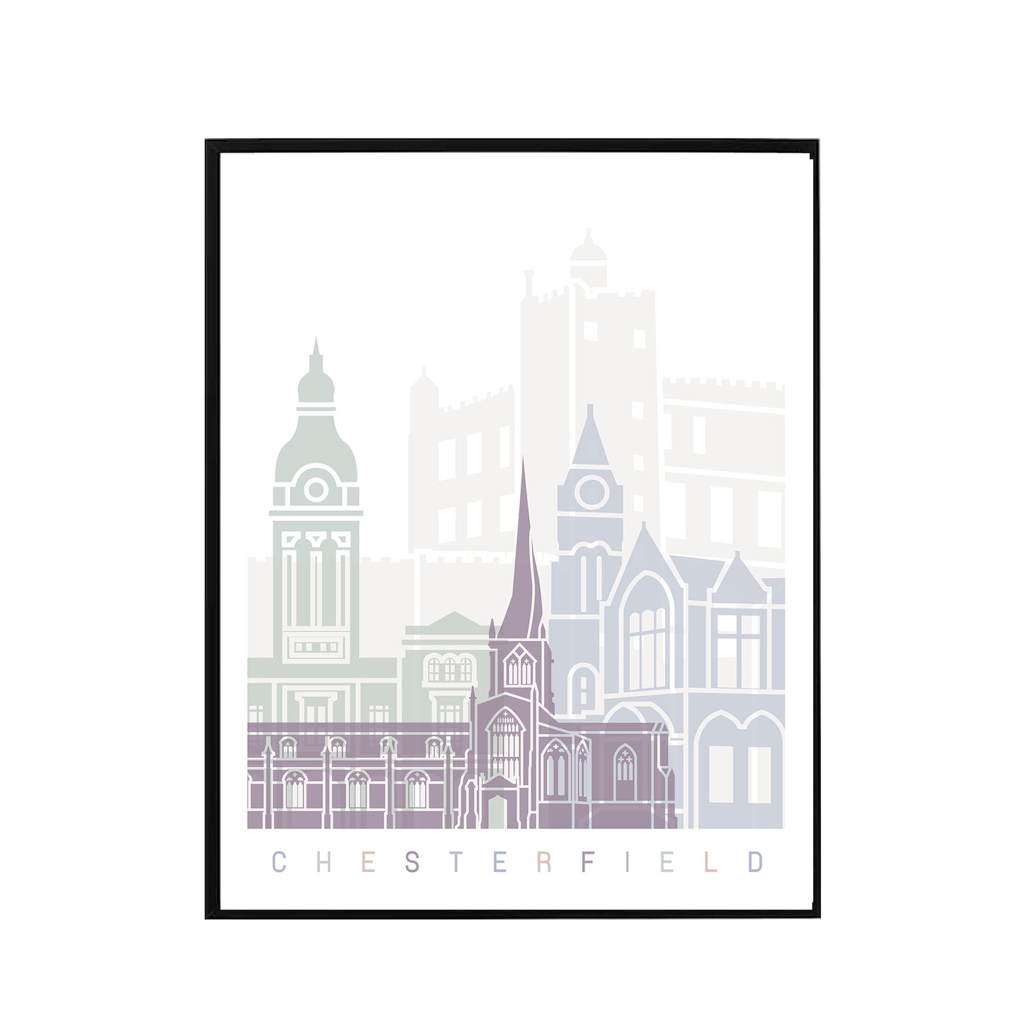 Chesterfield skyline Poster Pastel