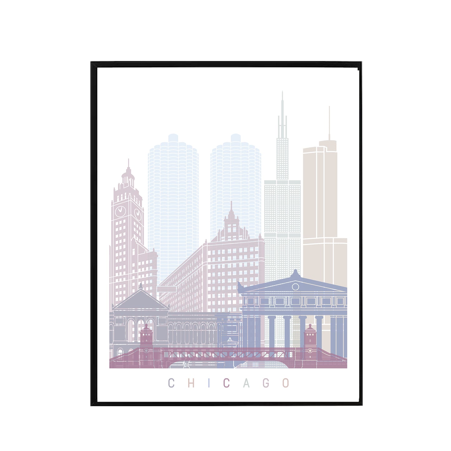 Chicago skyline Poster Pastel